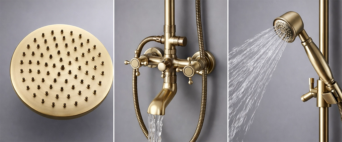 Colonne bain douche bronze Plétor mélangeur salle de bain